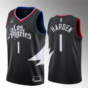 Men's Los Angeles Clippers #1 James Harden Black Statement Edition Stitched Jersey