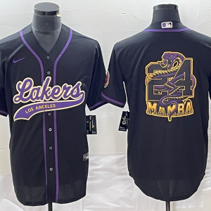 Men's Los Angeles Lakers #24 Mamba Big Logo Black Cool Base Stitched Baseball Jersey