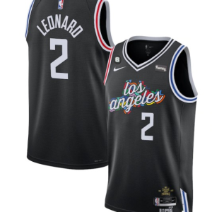 Men's Los Angeles Clippers #2 Kawhi Leonard Black 2022/23 City Edition With NO.6 Patch Jersey