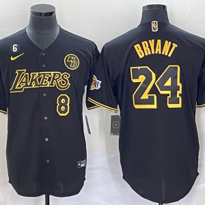 Men's Los Angeles Lakers Front #8 Back #24 Kobe Bryant With NO.6 And KB Patch Black Jersey