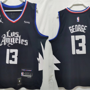 Men's Los Angeles Clippers #13 Paul George Black Stitched Jersey