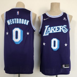 NBA Los Angeles Lakers #0 Russell Westbrook Purple 2021 City Edition 75th Anniversary Jersey