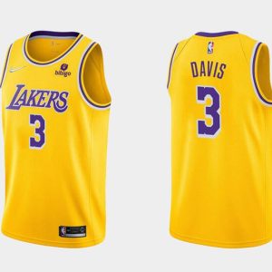 NBA Los Angeles Lakers #3 Anthony Davis 75th Anniversary Diamond Gold 2021 Jersey