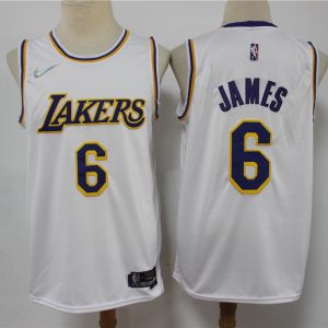 NBA Los Angeles Lakers #6 LeBron James 75th Anniversary Diamond White 2021 Jersey
