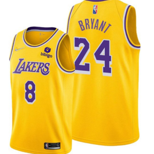 NBA Los Angeles Lakers Front #8 Back #24 Kobe Bryant 75th Anniversary Diamond Gold 2021 Jersey