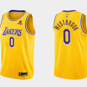 NBA Los Angeles Lakers #0 Russell Westbrook 75th Anniversary Diamond Gold 2021 Jersey