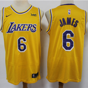 NBA  Los Angeles Lakers #6 LeBron James Yellow Jersey