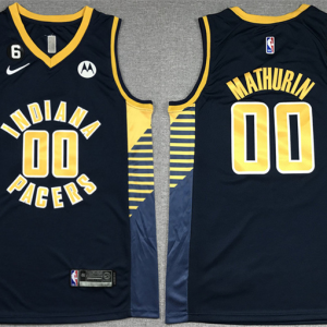 Men's Indiana Pacers #00 Bennedict Mathurin Black With NO.6 Patch Stitched Jersey