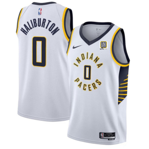 Men's Indiana Pacers #0 Tyrese Haliburton White Association Edition Stitched Jersey