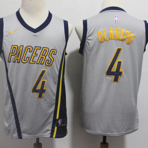 NBA Pacers 4 Victor Oladipo Grey 2018-19 Earned Edition Nike Men Jersey