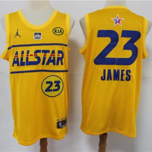 NBA Los Angeles Lakers 2021 All-Star #23 LeBron James Yellow Western Conference Jersey
