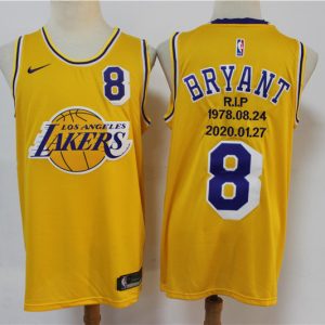 NBA Los Angeles Lakers #8 Yellow Commemorative Limited Edition Jersey