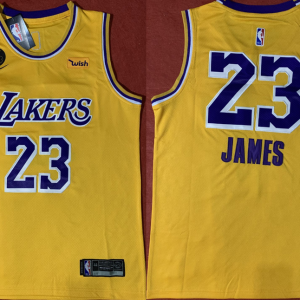 NBA Los Angeles Lakers #23 LeBron James 2020 Yello With KB Patch Jersey