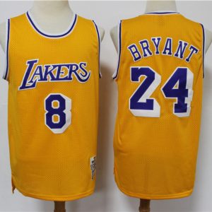 NBA Los Angeles Lakers #8 & #24 Kobe Bryant Yellow 2020 Hardwood Classics Jersey