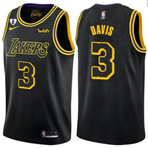 Men's Los Angeles Lakers #3 Anthony Davis With Gigi Patch Black Jersey