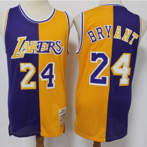 NBA Los Angeles Lakers #24 Kobe Bryant Purple/Yellow Split Stitched Jersey
