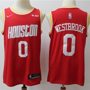 NBA Houston Rockets 0 Russell Westbrook Red Hardwood Classics Men Jersey