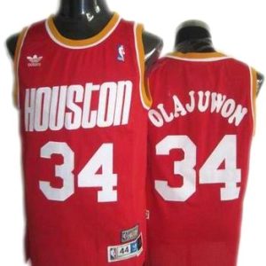 Hakeem Olajuwon Jersey: Throwback NBA #34 Houston Rockets Jersey In Red