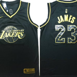 Nike NBA Los Angeles Lakers #23 LeBron James Black 2019 Golden Edition Stitched Jersey