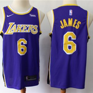 NBA Los Angeles Lakers #6 LeBron James Purple Nike Men Jersey