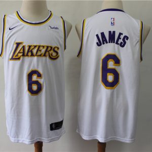 NBA Los Angeles Lakers #6 LeBron James White Nike Men Jersey