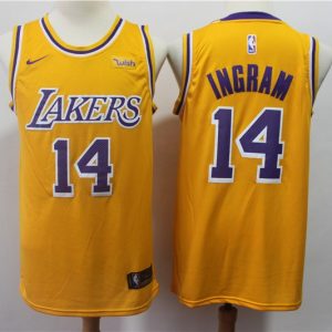 NBA Lakers 14 Brandon Ingram Gold 2018-19 Nike Men Jersey