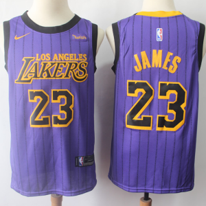 NBA Lakers 23 Lebron James Purple 2018-19 City Edition Nike Jersey