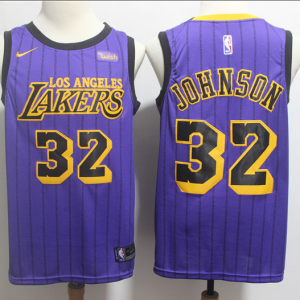 NBA Lakers 32 Magic Johnson 2018-19 City Edition Purple Nike Men Jersey