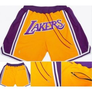 NBA Lakers 23 LeBron James Yellow Shorts