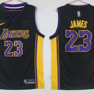 NBA Lakers #23 LeBron James Black Nike Men Jersey