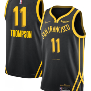 Men's Golden State Warriors #11 Klay Thompson  Black 2023/24 City Edition Stitched Jersey