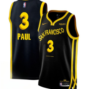 Men's Golden State Warriors #3 Chris Paul  Black 2023/24 City Edition Stitched Jersey