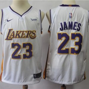 NBA Lakers #23 LeBron James White Swingman Nike Men Jersey