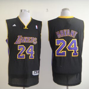 Adidas Los Angles Lakers #24 Kobe Bryant Black color Blue name and number Jersey