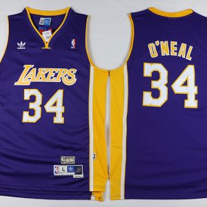 NBA Los Angeles Lakers #34 Shaquille O'Neal Purple Mitchell & Ness Swingman Jersey