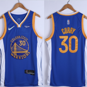 NBA Golden State Warriors #30 Stephen Curry  75th Anniversary Diamond Blue 2021 Jersey