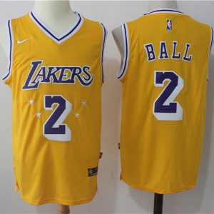 Nike NBA Los Angeles Lakers #2 Ball Yellow Jersey