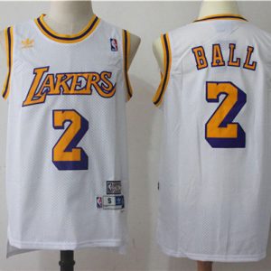 NBA Los Angeles Lakers #2 Ball White Throwback Jersey