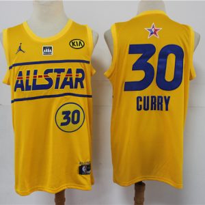NBA Golden State Warriors 2021 All-Star #30 Stephen Curry Yellow Western Conference Jersey