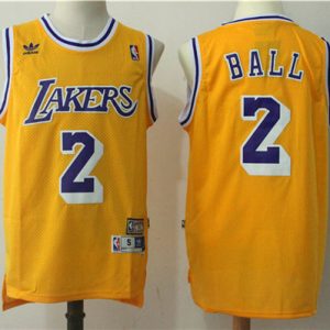 NBA Los Angeles Lakers #2 Ball Yellow Throwback Jersey