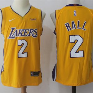 Nike NBA Los Angeles Lakers #2 Ball Yellow Jersey