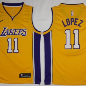Nike NBA Los Angeles Lakers #11 Lopez Yellow Jersey