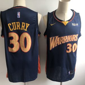 NBA Warrior 30 Stephen Curry Navy Nike Throwback Men Jersey
