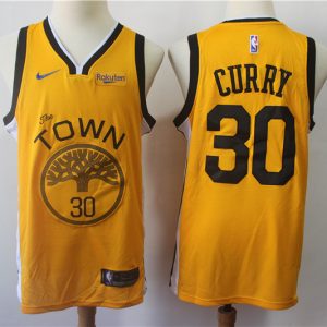Golden State Warriors #30 Stephen Curry Yellow 2018-19 Earned Edition Swingman Jersey