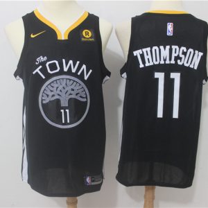 Nike NBA Golden State Warriors #11 Thompson Black Game Jersey