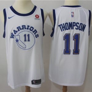Nike NBA Golden State Warriors #11 Thompson White Game Jersey