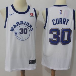Nike NBA Golden State Warriors #30 Curry White Game Jersey