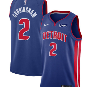 Men's Detroit Pistons #2 Cade Cunningham Blue Draft First Round Pick Icon Edition Stitched Jersey