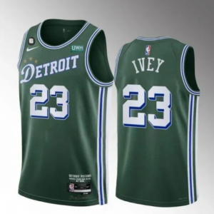 Men's Detroit Pistons #23 Jaden Ivey Green 2022/23 City Edition With NO.6 Patch Stitched Jersey