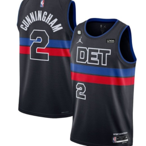 Men's Detroit Pistons #2 Cade Cunningham Black 2022/23 City Edition With NO.6 Patch Stitched Jersey